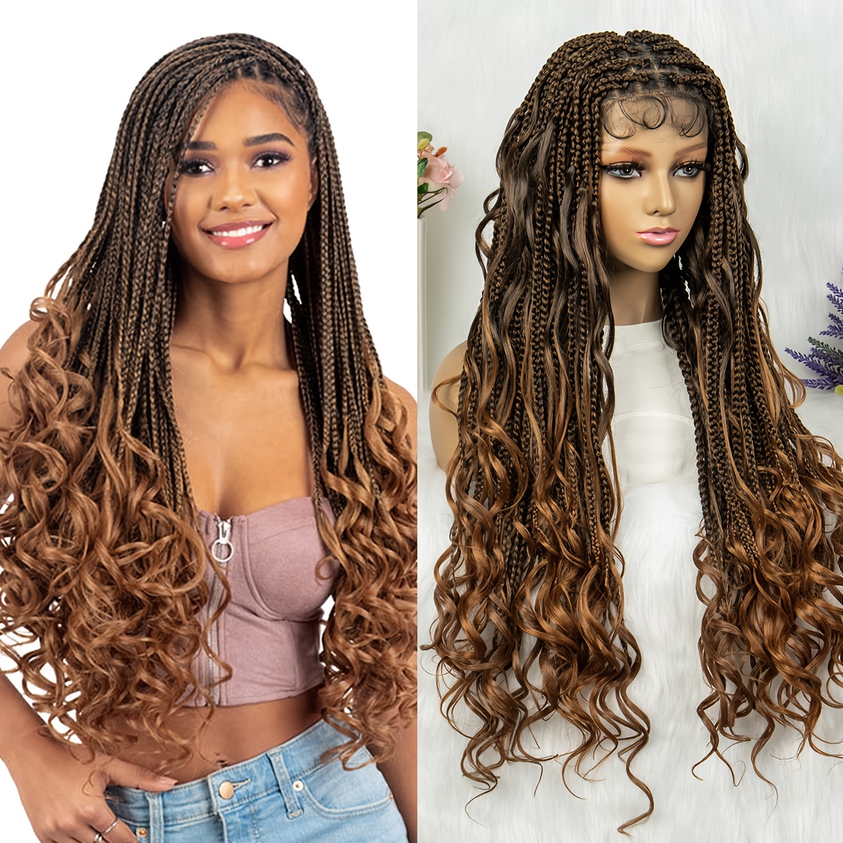 Box Braid Wigs Women Headband Braided Wig Lace Frontal Wig - Temu United  Kingdom