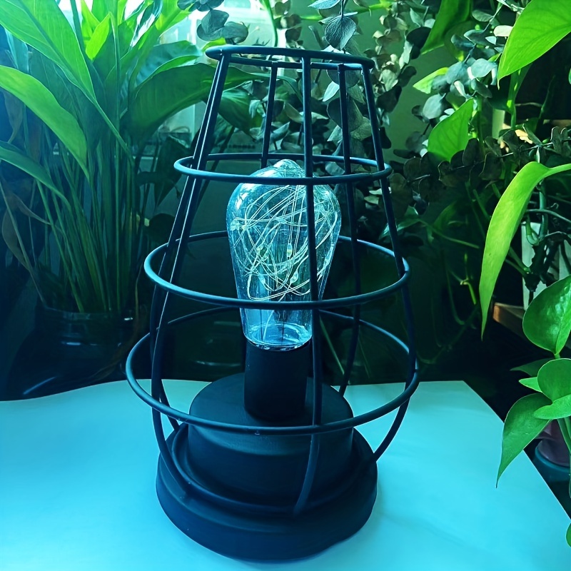Vintage Retro Table Lamp Shade Metal Wire Cage Lamp Night Light Battery  Operated
