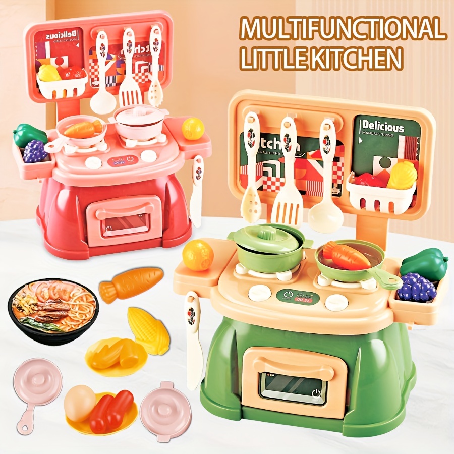 TECHNOK Juego de 66 piezas de utensilios de cocina con juego de comida de  juguete, juego de cocina de juguete de simulación, estufa de cocina y