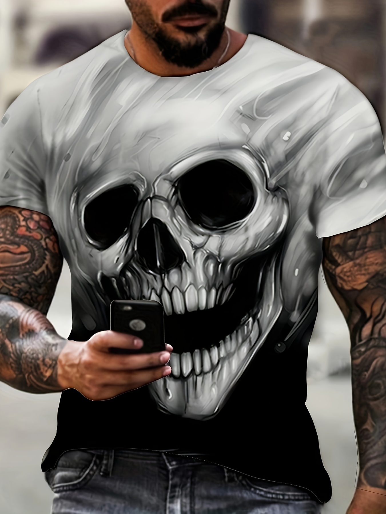 Plus Size Camiseta Calavera Halloween Hombres Estampado Temu Chile