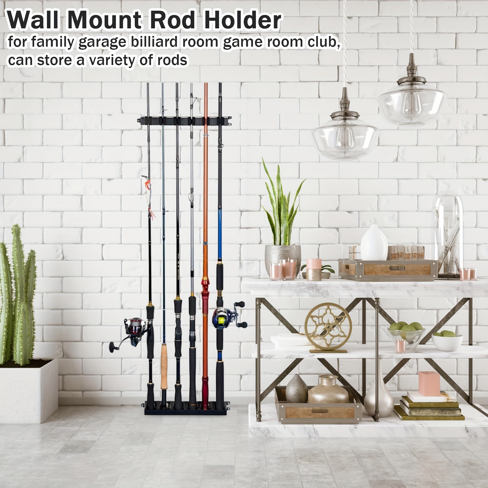 Wall mounted Fishing Rod Display Rack 6 hole Multifunctional - Temu