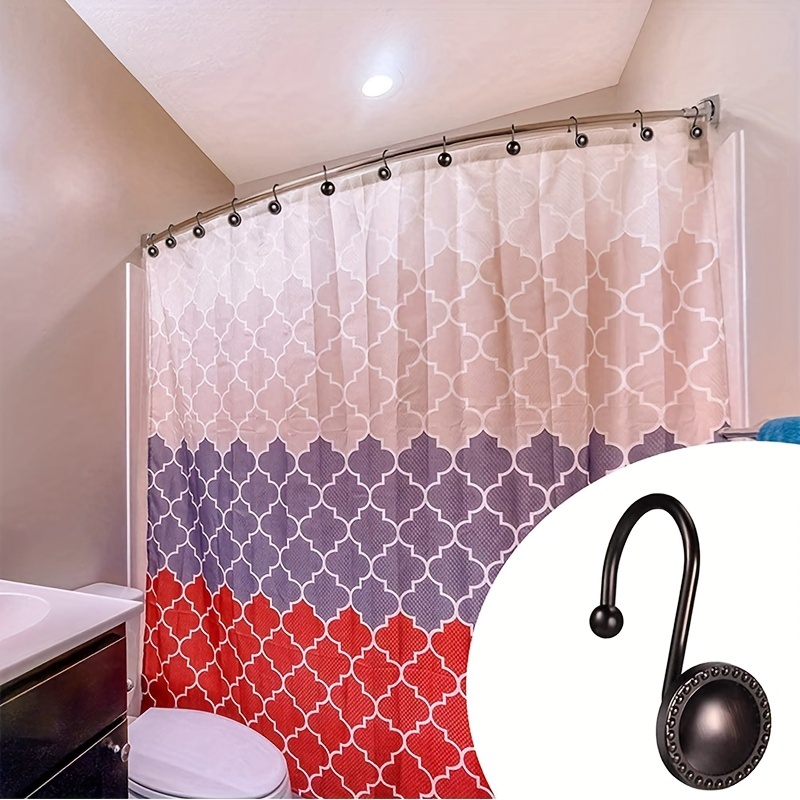 Bronze Shower Curtain Hooks, Decorative Shower Curtain Rings for Bathroom,  Rust Proof Shower Hooks for Shower Curtain Liner, 12Pcs