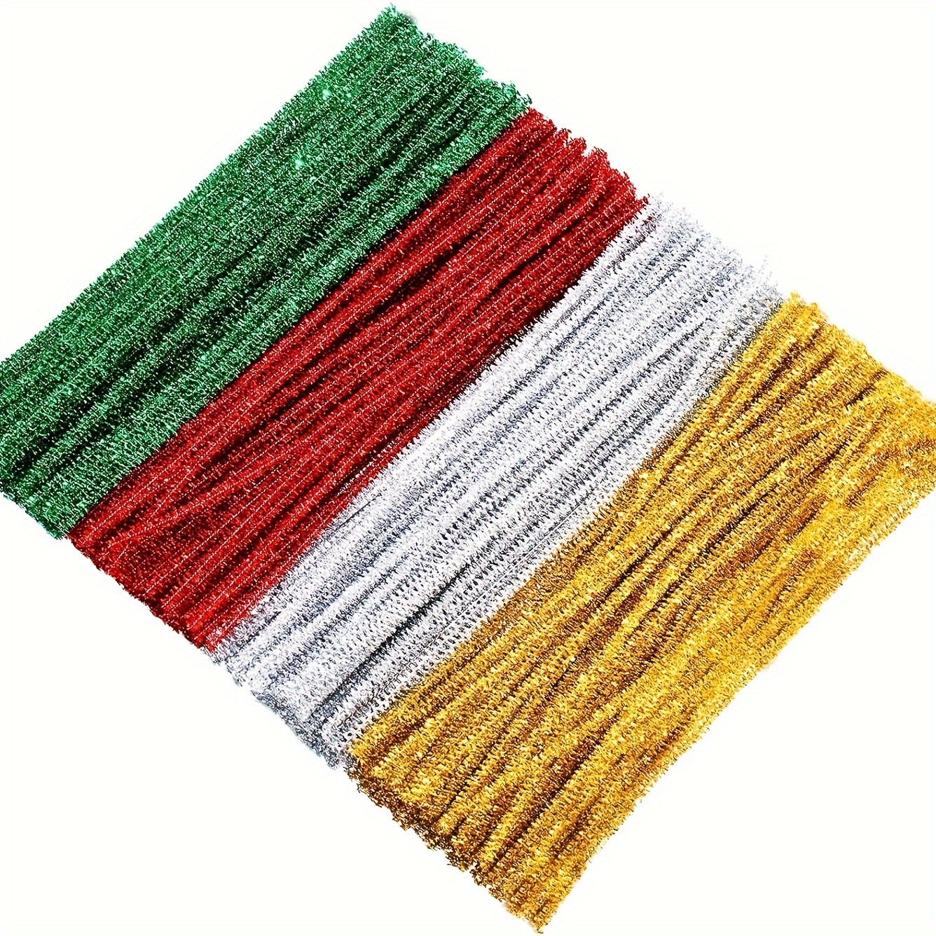  Christmas Set Of 100 Metallic Tinsel Pipe Cleaners