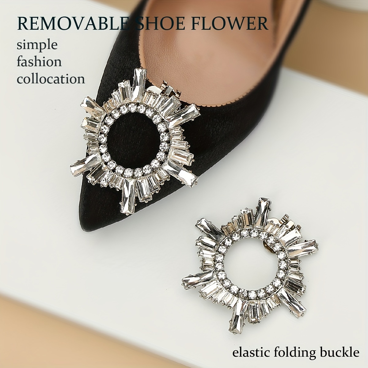 2Pcs Elegant Rhinestone Shoe Clips Shoes Jewelry Decoration