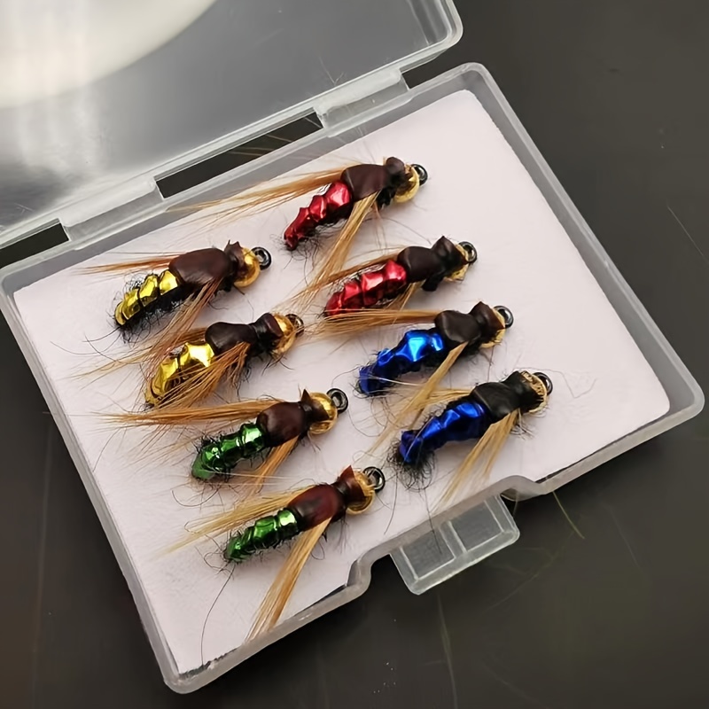 8pcs Bead Head Scud Nymph, Bionic Fly, Trout Bass Perch Fishing Fly Lure,  Fishing Tackle