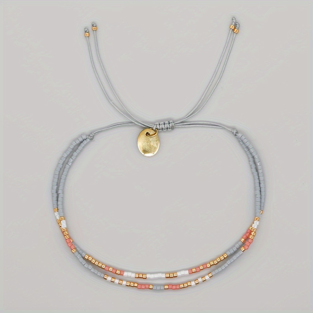 TEMU Pulseras Minimalistas De Cuentas Miyuki, Cuentas De Semillas De Cristal Bohemio Multicapa, Joyería Ajustable Hecha A Mano, 1 Ud.