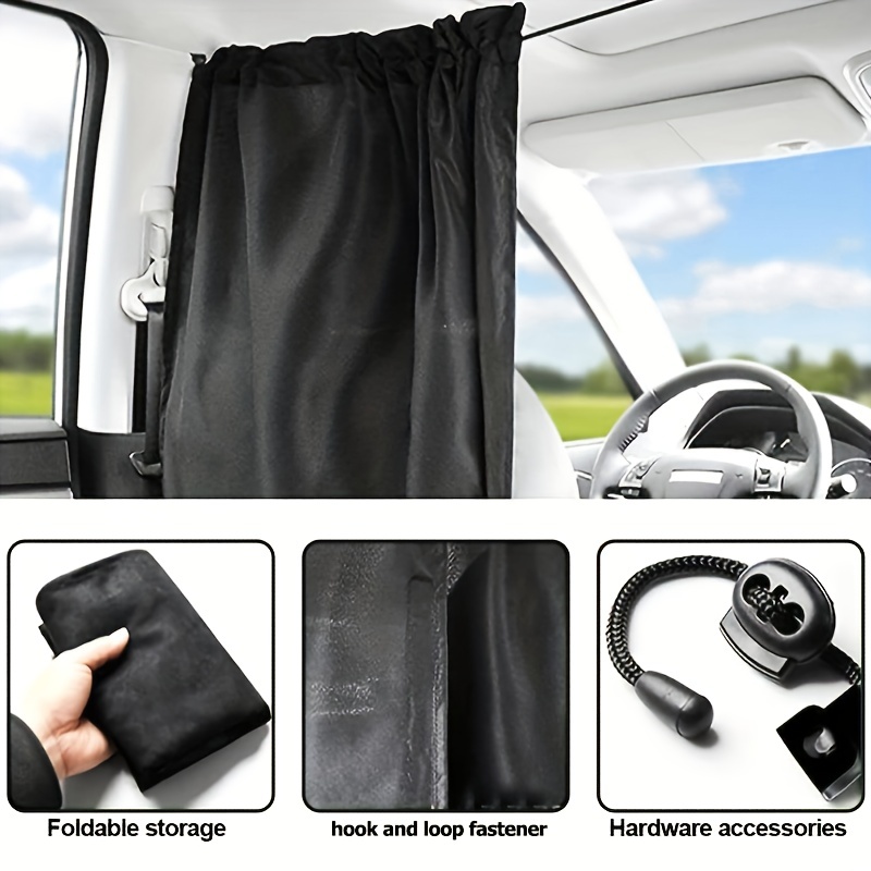 Set Of 3 Car Divider Curtains Sun Shade-1 Privacy Divider Curtains & 2 Side  Window Covers Wide Sedan Accessories Travel Camping Nap Sleeping