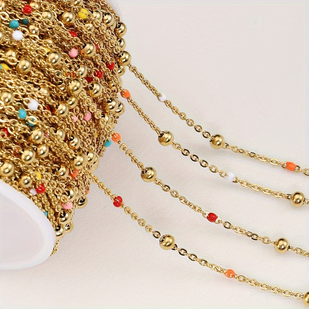 2meters Stainless Steel Ball Bead Chain Golden Beaded Chains - Temu