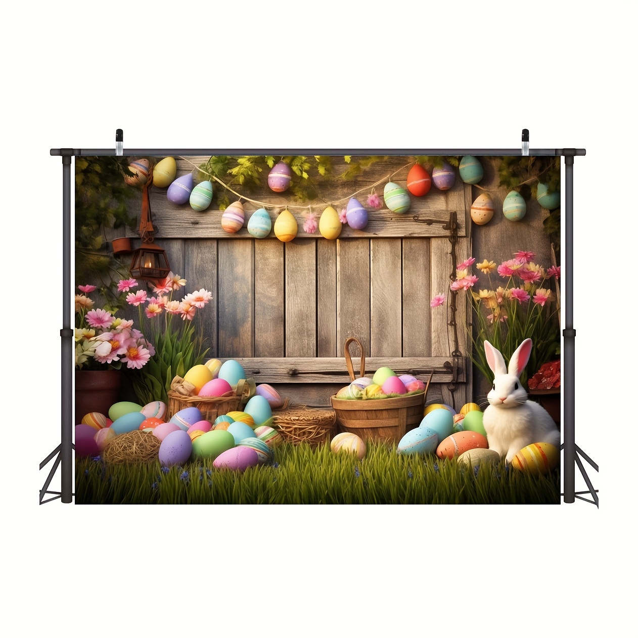 1pc spring easter backdrop happy easter colorful wood photography backdrops easter theme photography backdrop bunny rabbit colorful eggs grass floral baby kids party decor