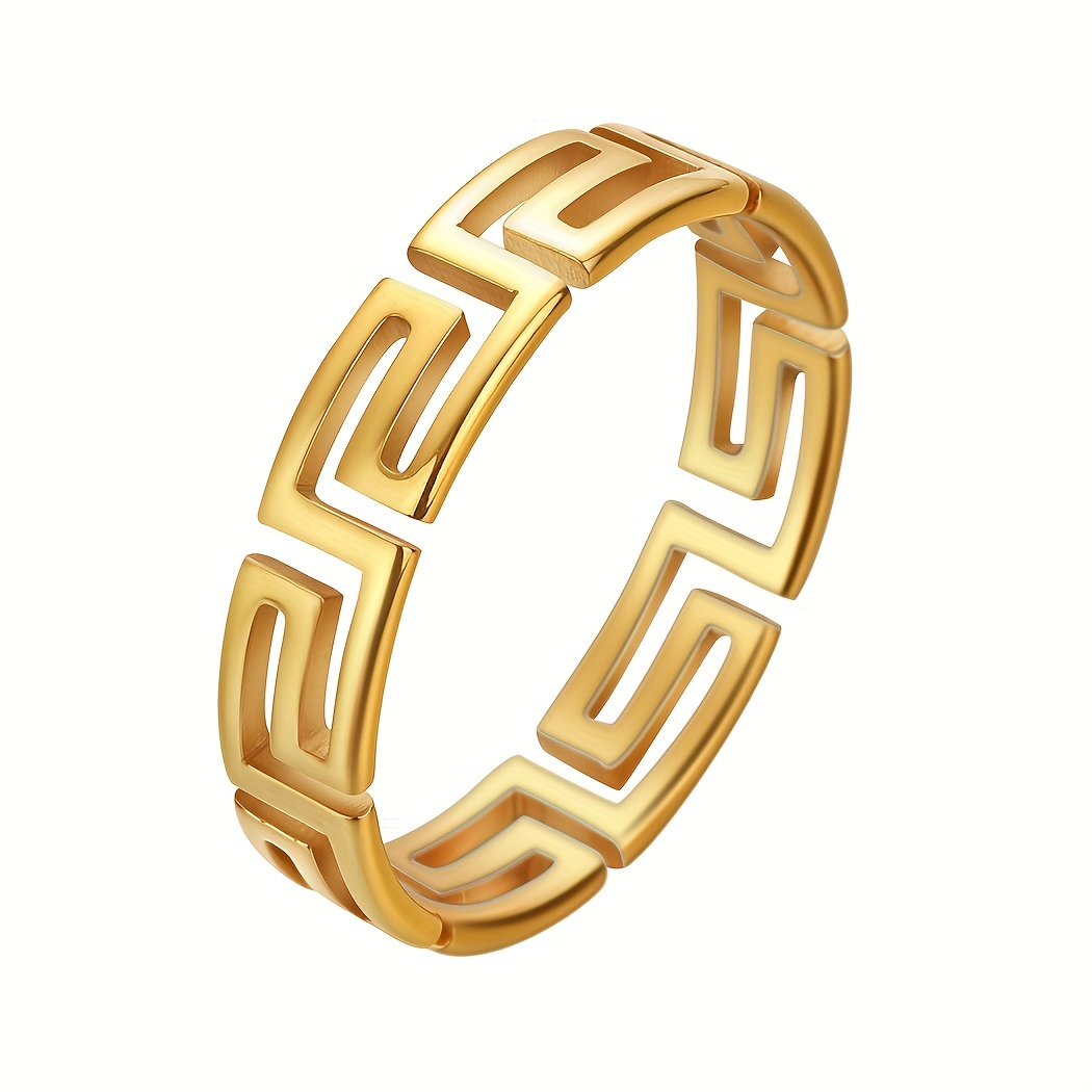 Men's Stainless Steel Geometric Pattern Stacking Rings