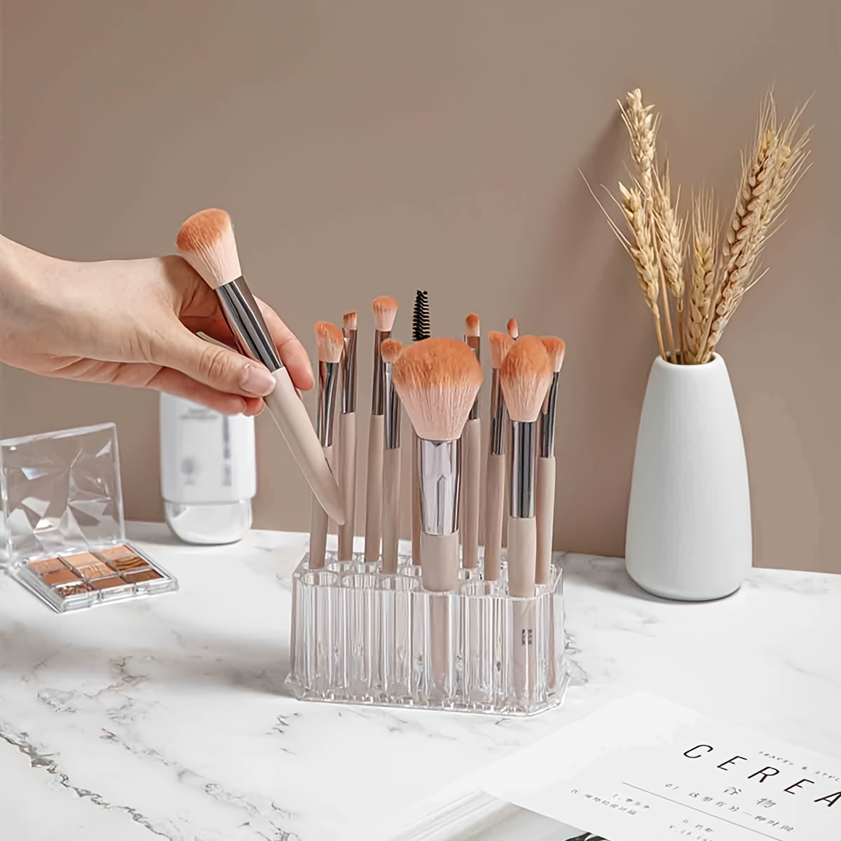 1pc 26 Holes Makeup Brush Holder Clear Acrylic Eyeliner Lip Liner Organizer  Cosmetic Beauty Pencils Display Storage Container, Aesthetic Room Decor