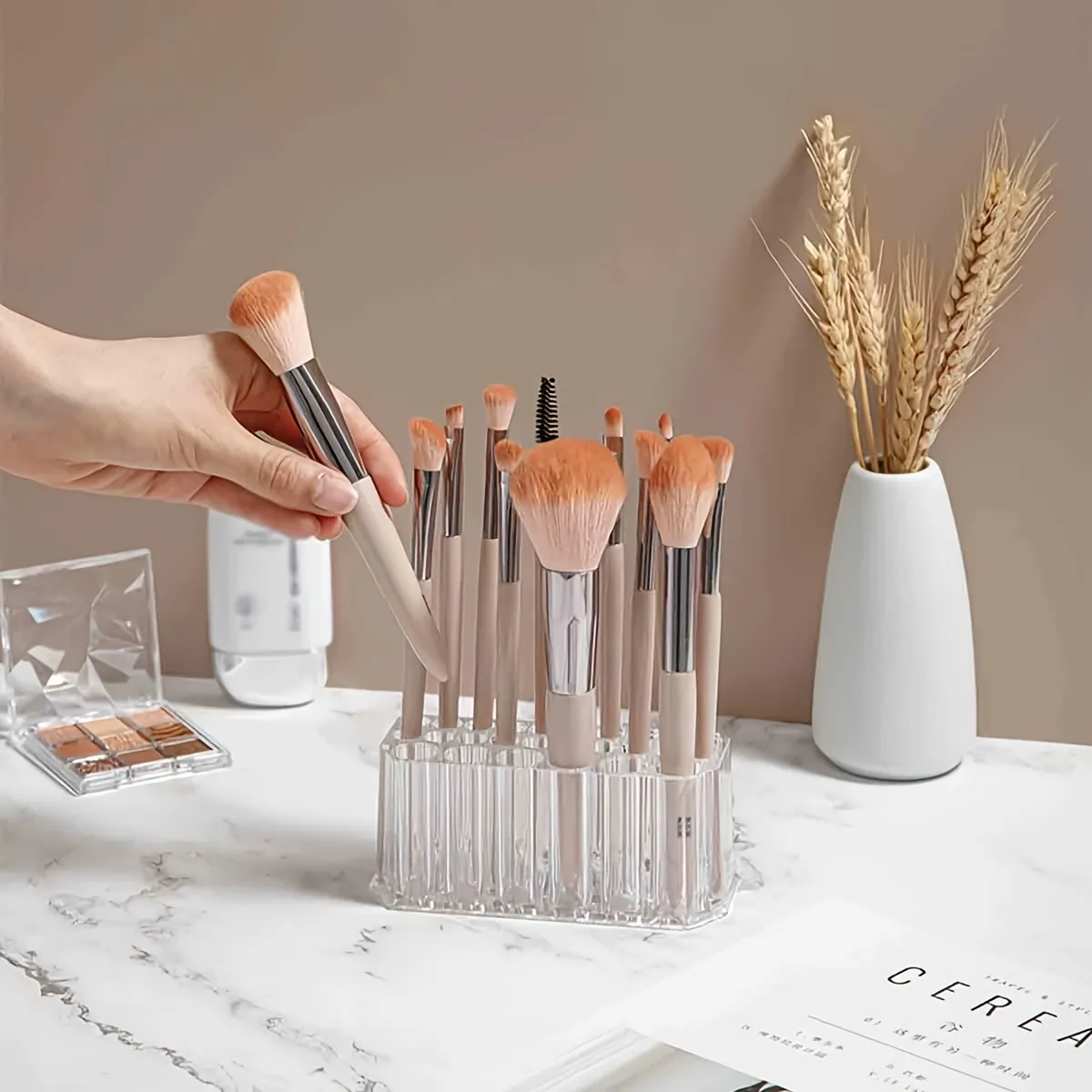 1pc 26 Holes Makeup Brush Holder Clear Acrylic Eyeliner Lip Liner Organizer  Cosmetic Beauty Pencils Display Storage Container, Aesthetic Room Decor