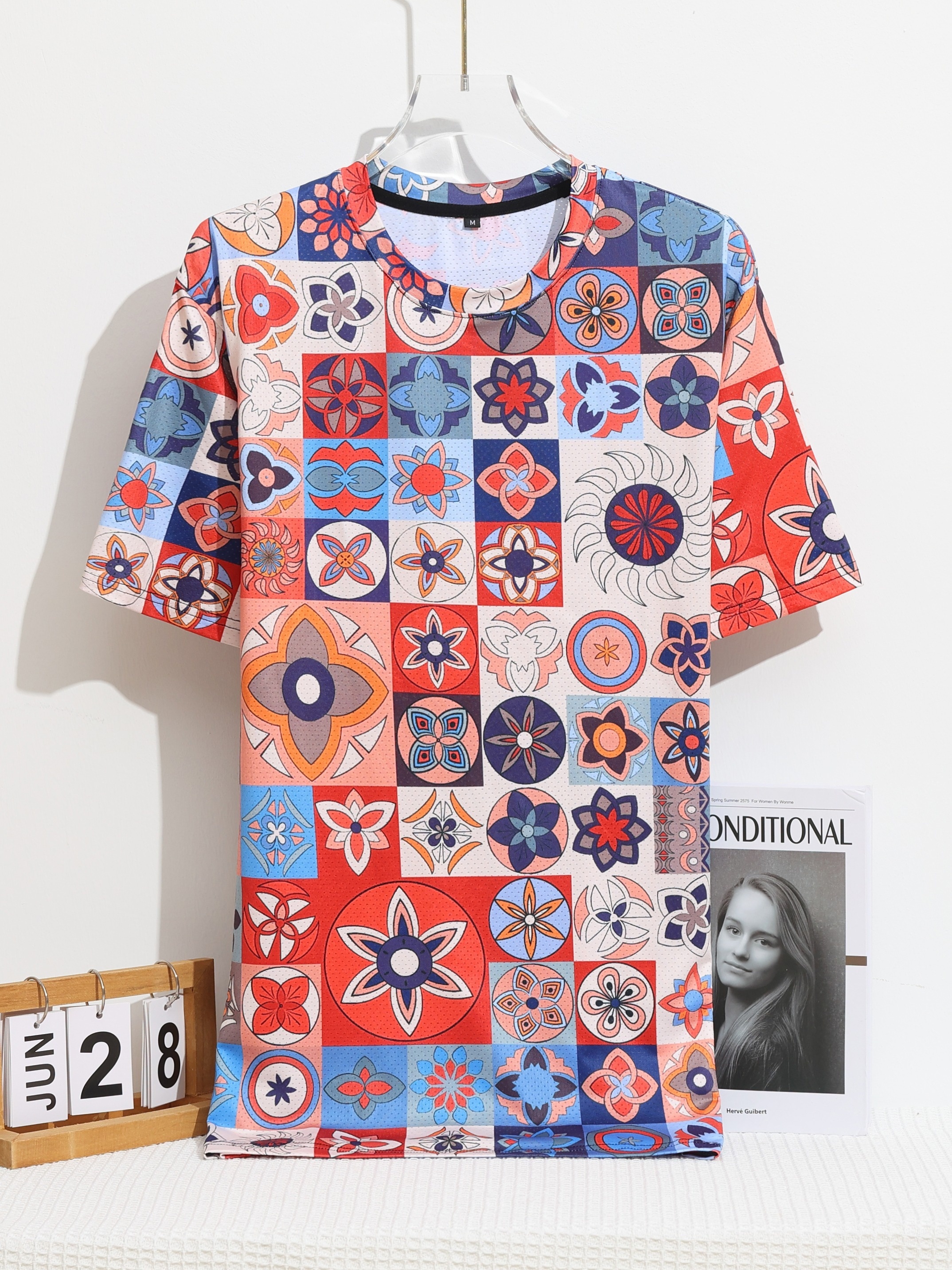 Boho Style Pattern Print Men's Comfy Chic T shirt Graphic - Temu
