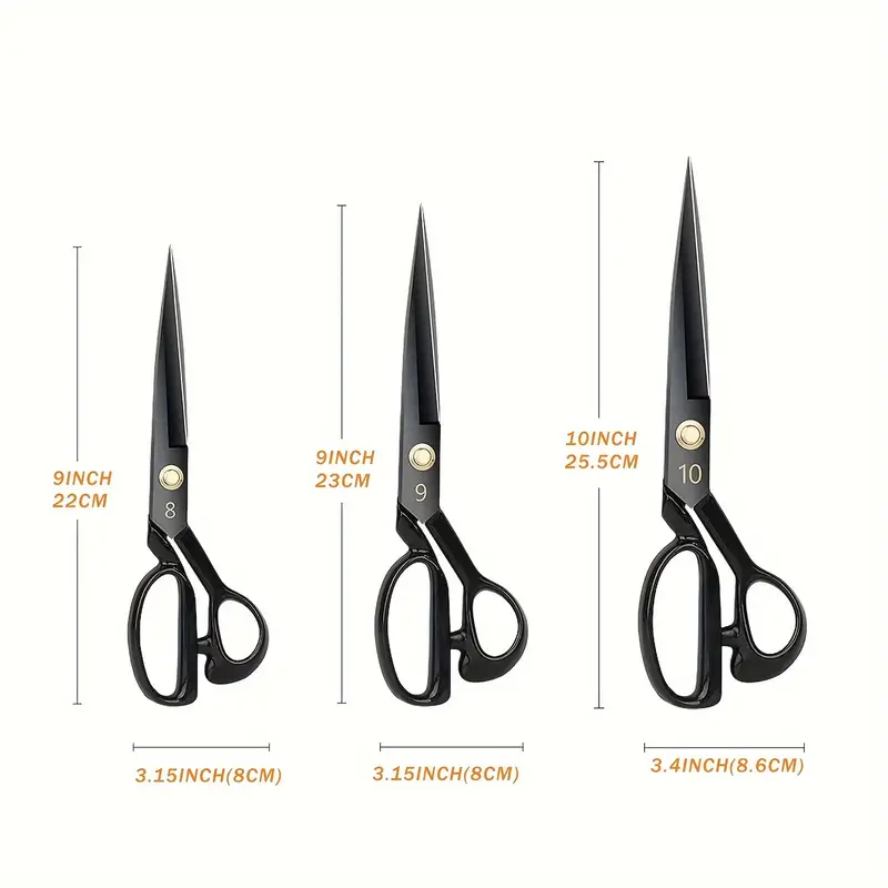 9 Inch Fabric Scissors Black Tailor Sewing Shears for Fabric Cutting Heavy  Duty 
