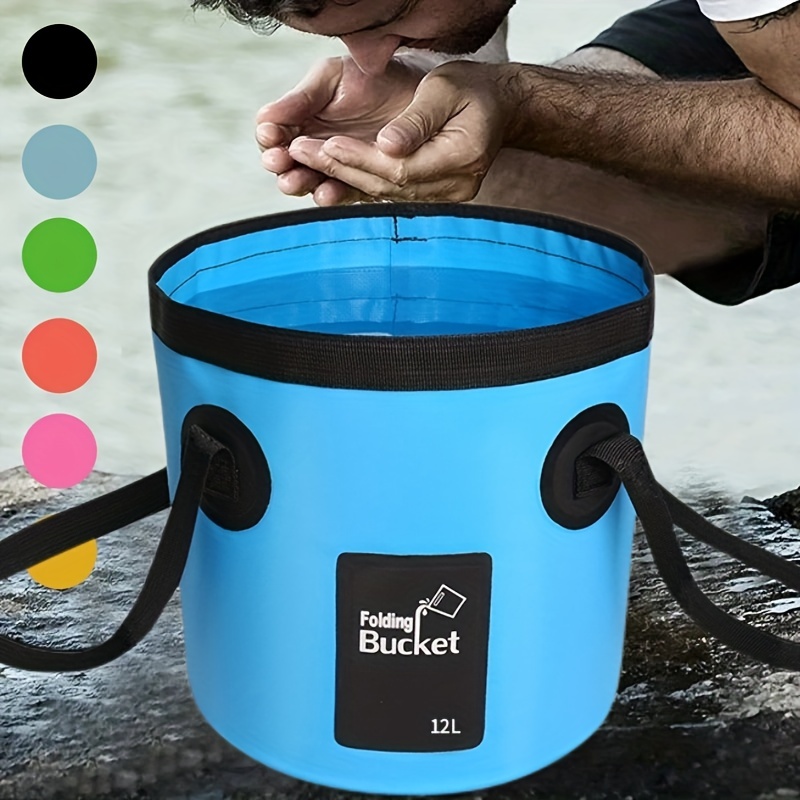 

1pc Collapsible Portable Lifting Bucket Outdoor, Fishing Bucket Folding Bucket Water Storage Bag For Camping Hiking Travel Fishing Washing, 6 Colors (black)