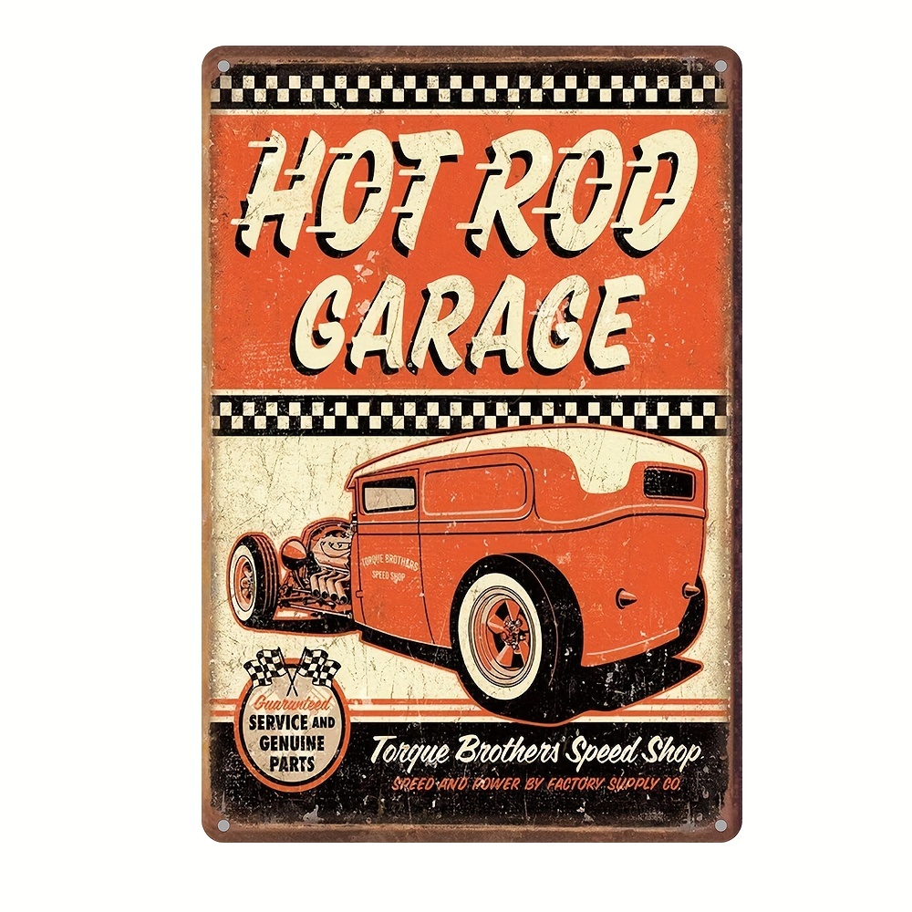 plaque métal vintage HOT ROD GARAGE