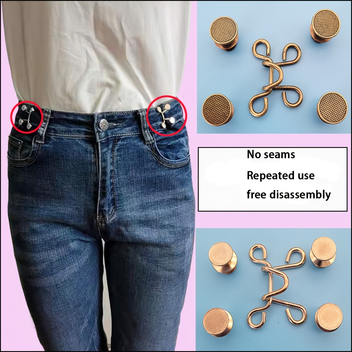 Waist Buttons Detachable No sewing Hooks Adjustable Jean - Temu