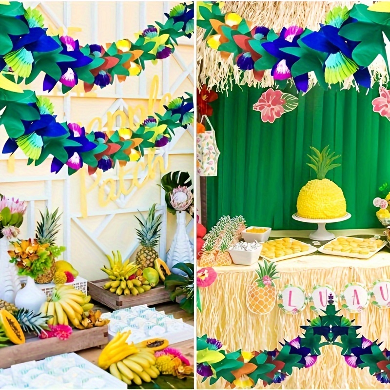 Tropical Paper Wreath Hawaiian Parties Colorful Paper - Temu