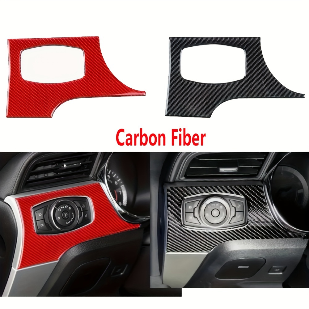 

Real Carbon Fiber Stickers Headlight Frame Sticker Switch Button Frame Cover Sticker For Ford For Mustang 2015 2016 2017 2018 2019 2020