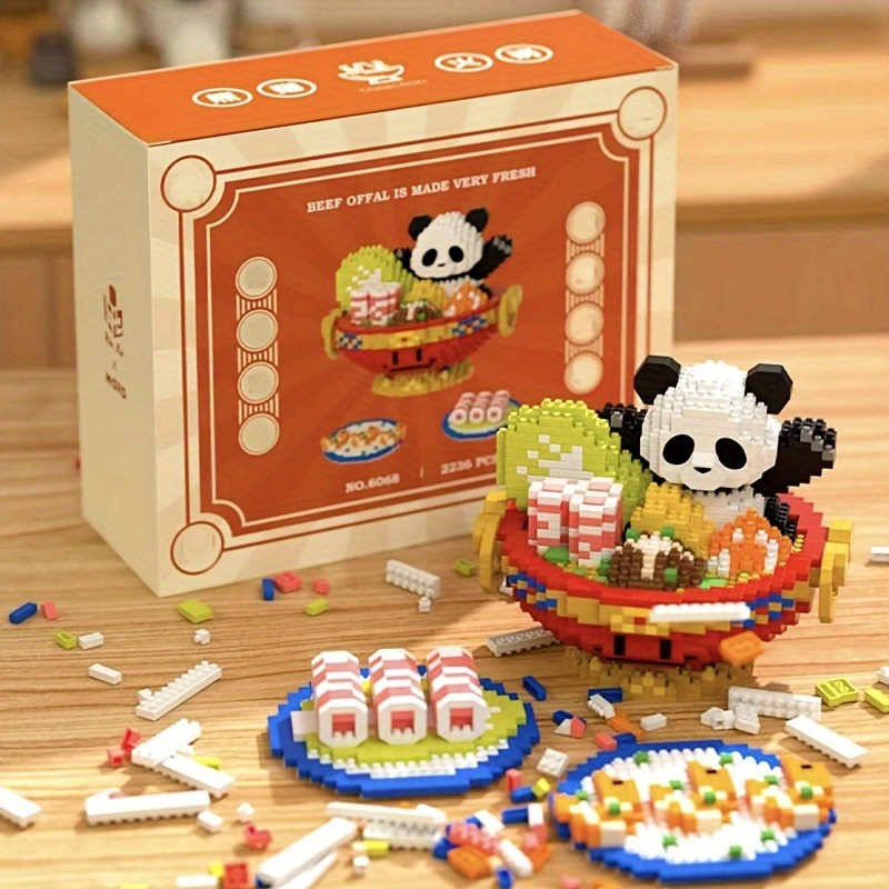 

Panda Fire Pot Small Building Blocks, Gift, Diy Food Model, 3d Three-dimensional Assembly Toy, Creative Decoration