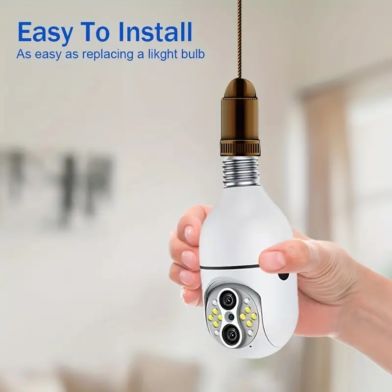 1pc 10x zoom bulb security camera 2mp 2 4ghz wifi wireless dual lane smart monitoring with mobile phone control color night vision sound and light alarm 355 degree ptz 7 24 recording tracking 2 way audio not support 5g wifi details 3