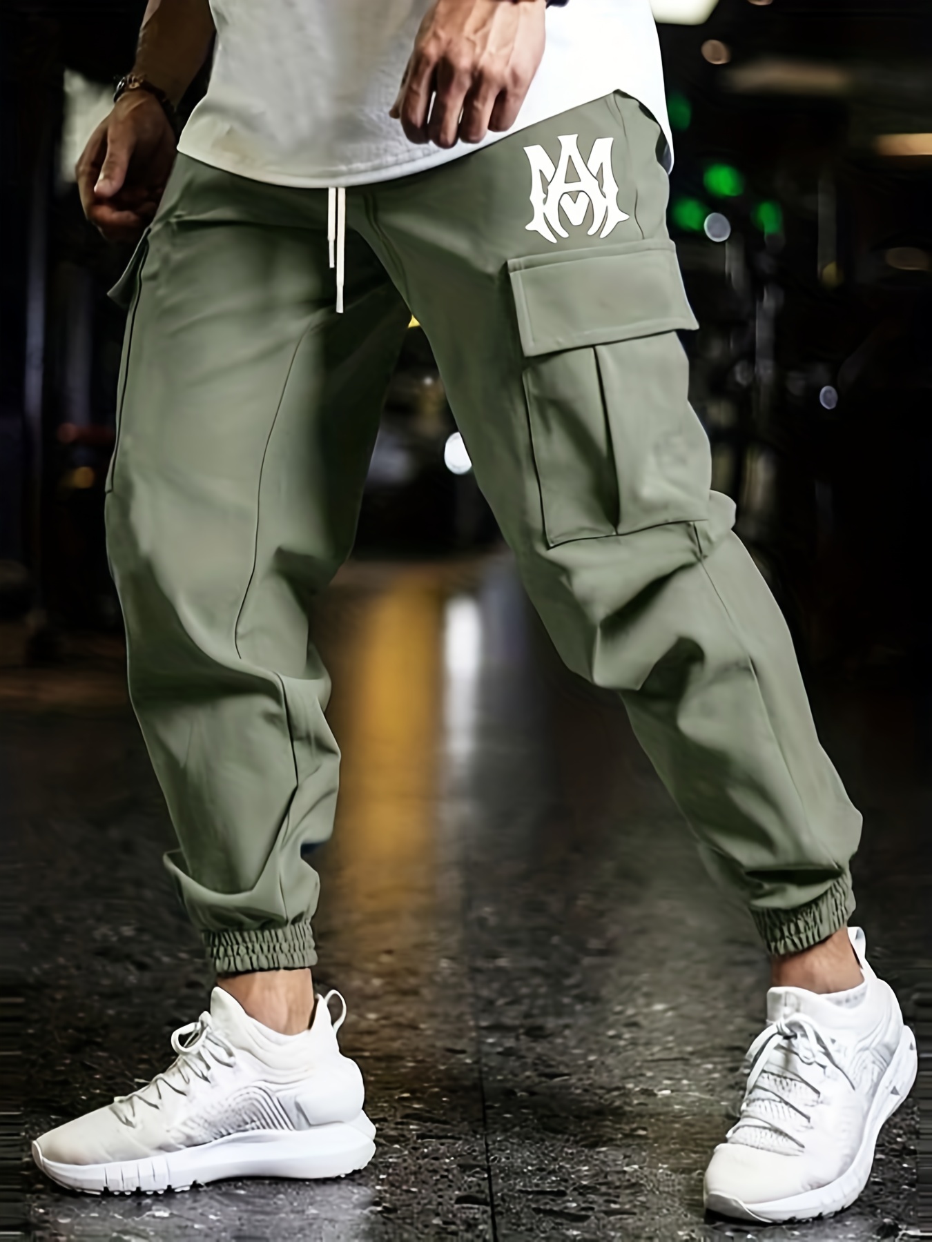 Trendy Letter Pattern Cargo Pants Men's Multi Flap Pocket - Temu Germany