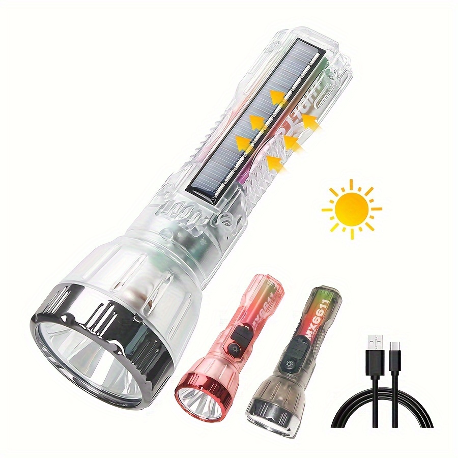 Solar Flashlight Outdoor Multifunctional Rechargeable - Temu