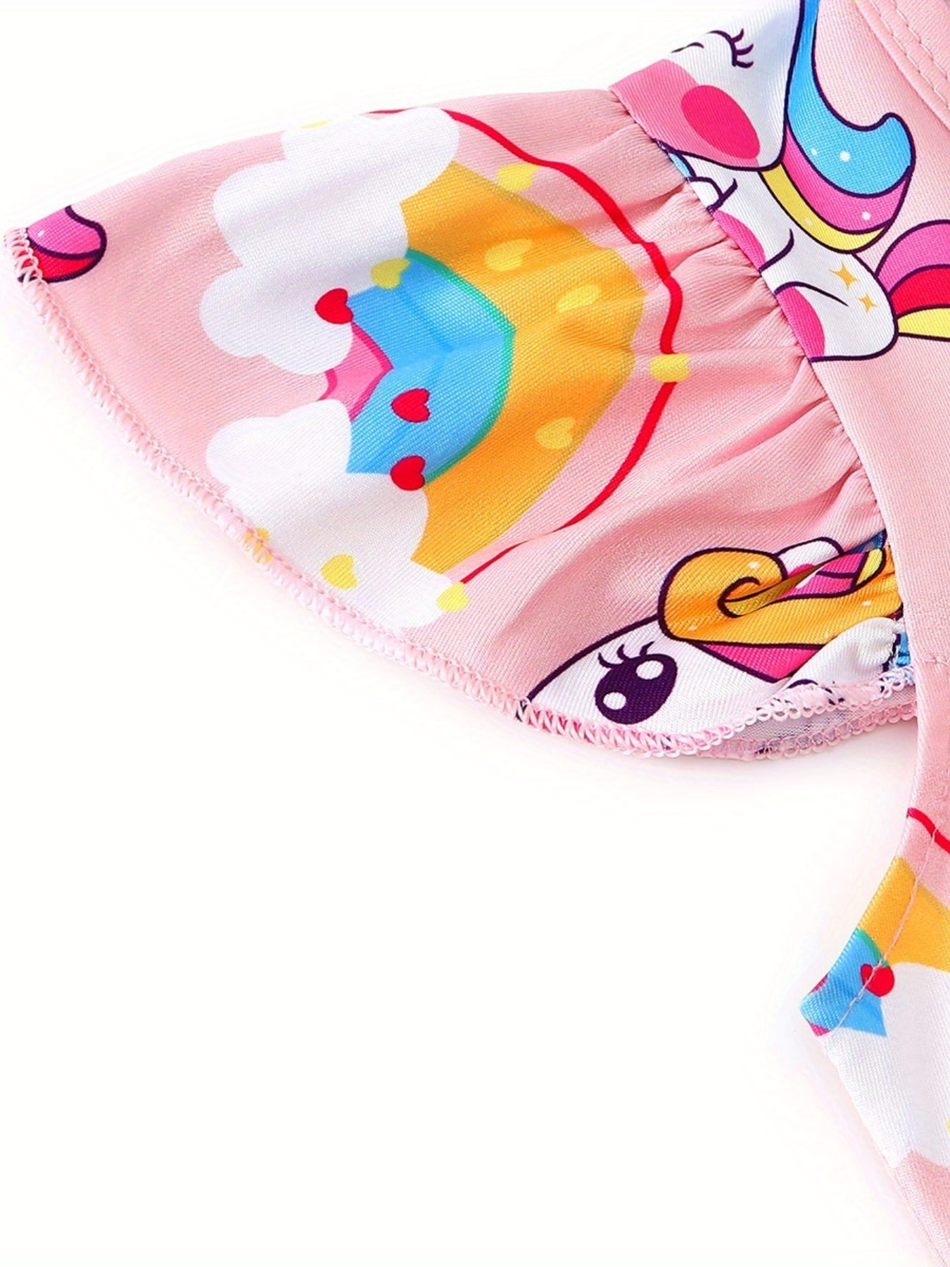 girls unicorn print nightdress kids short sleeve ruffle hem nightgowns sleepwear pajama dresses kids summer clothes details 3
