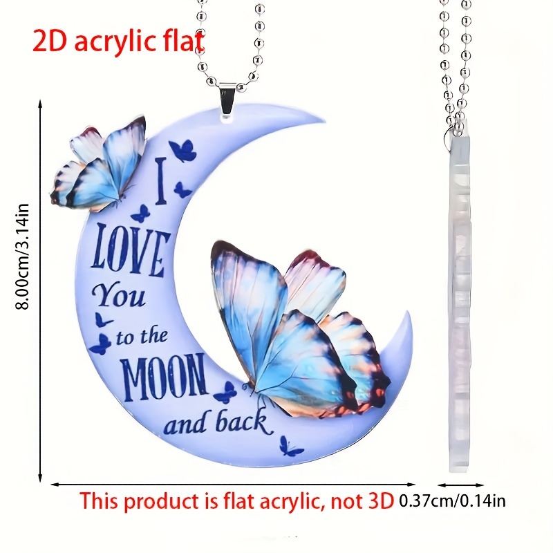 Flower And Moon Pattern Rearview Mirror Pendant 2d Acrylic - Temu