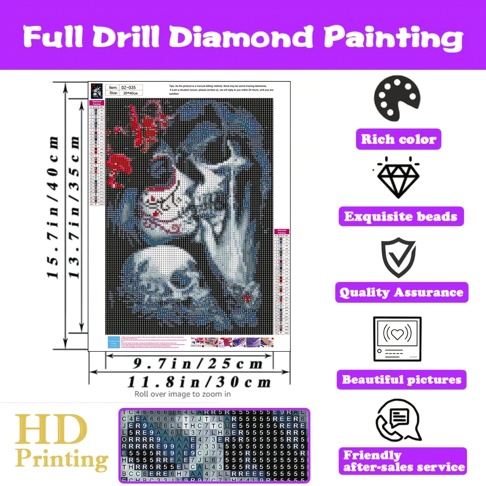 Cool Diamond Painting Kits For Adults Skull Full Diamond Art Kit For Adults  Beginner Skeleton Cyberpunk Band Rock DIY 5D Diamond Dots Painting Craft F
