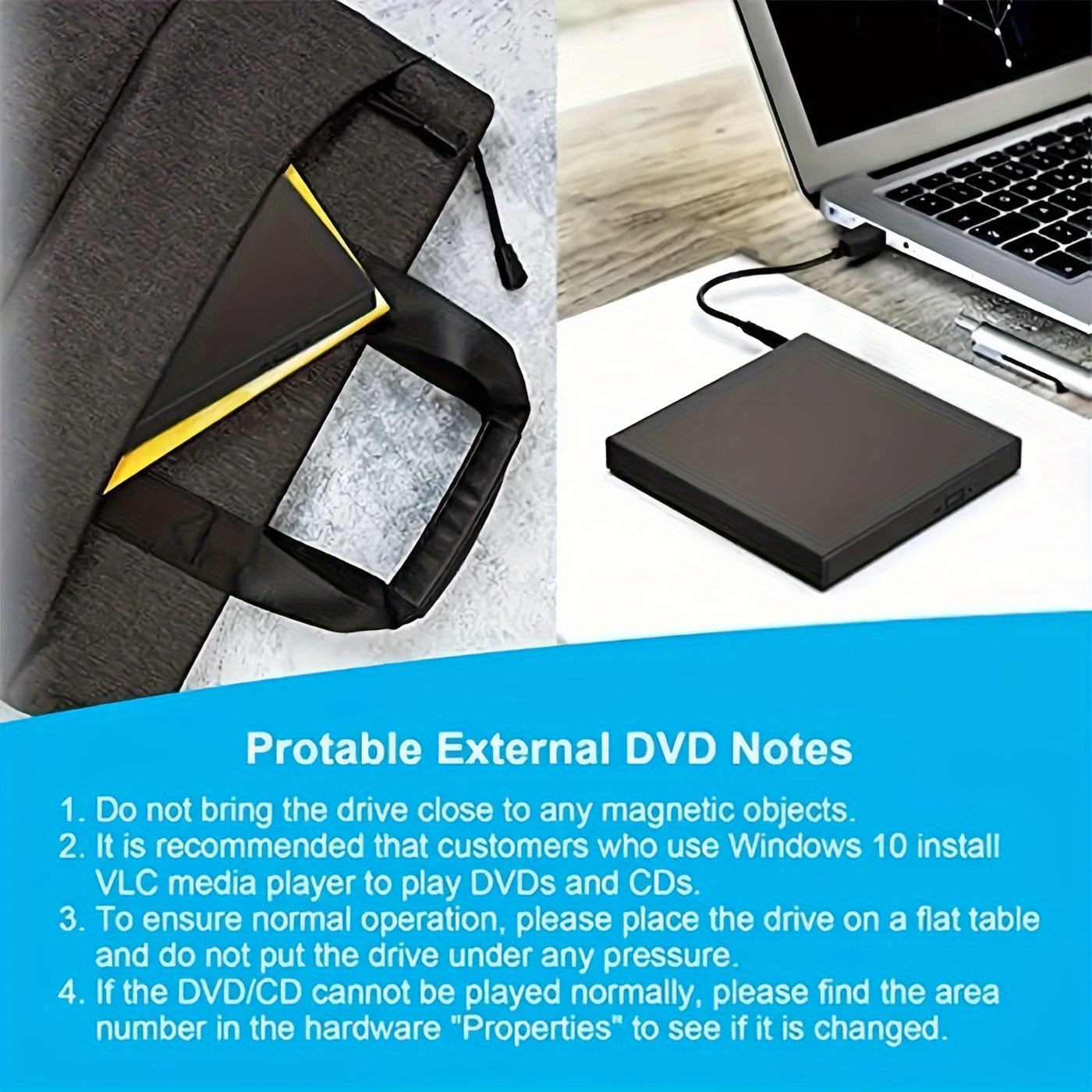Lecteur CD DVD Externe, USB 2.0 Slim Protable Externe CD-RW Graveur DVD-RW  Graveur Lecteur pour Ordinateur Portable PC Ordinateur de Bureau, Noir 