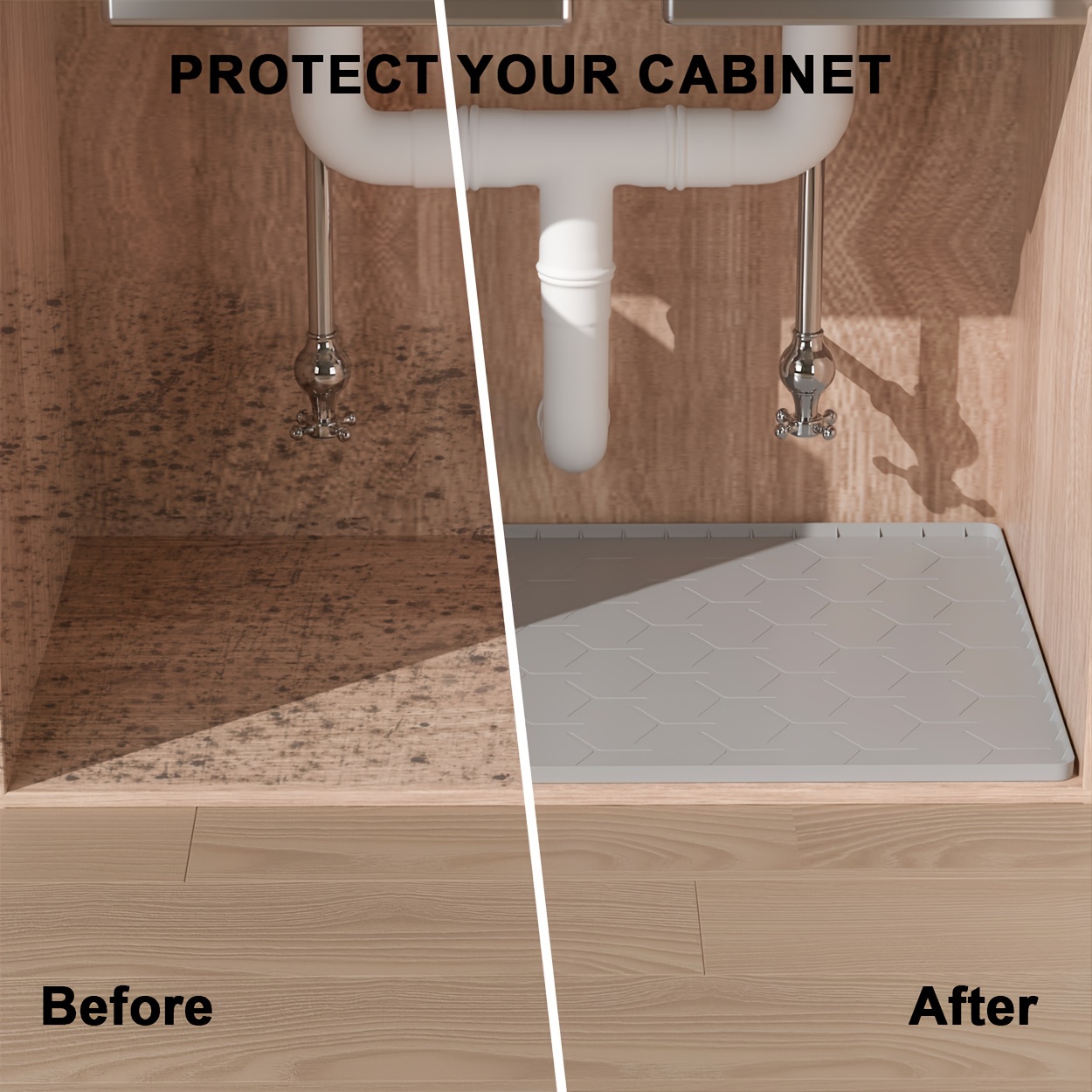 Under Sink Mat For Kitchen Cabinet Silicone Waterproof Mat - Temu