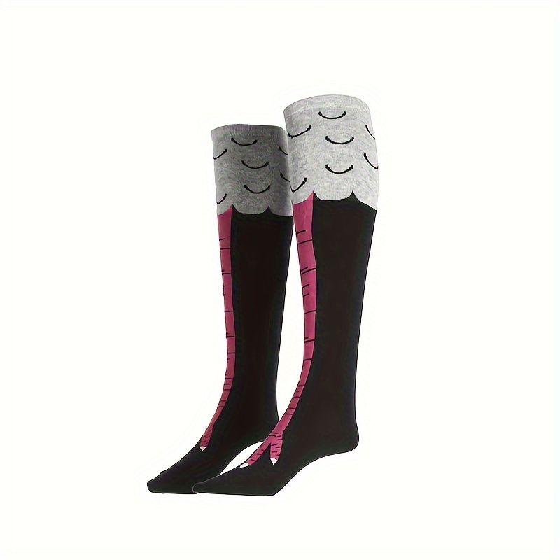 2 pares de calcetines divertidos de patas de pollo: calcetines de rodilla  de 24 pulgadas, calcetines de pantorrilla de 12 pulgadas, regalos de fiesta