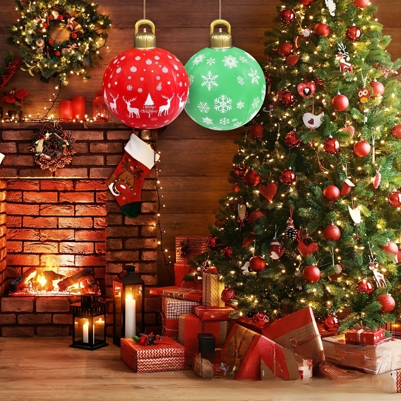 Christmas Decoration Gifts Under PVC Inflatable Christmas Ball with Large Weight Stand Firmly on The Yard, 24 inch Large Outdoor Decorated Ball