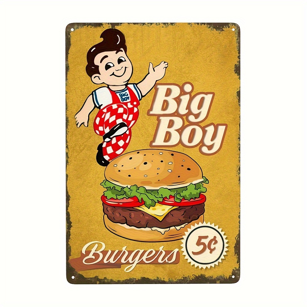 

Retro Burger Metal Tin Sign, Metal Sign For Home Kitchen Decoration