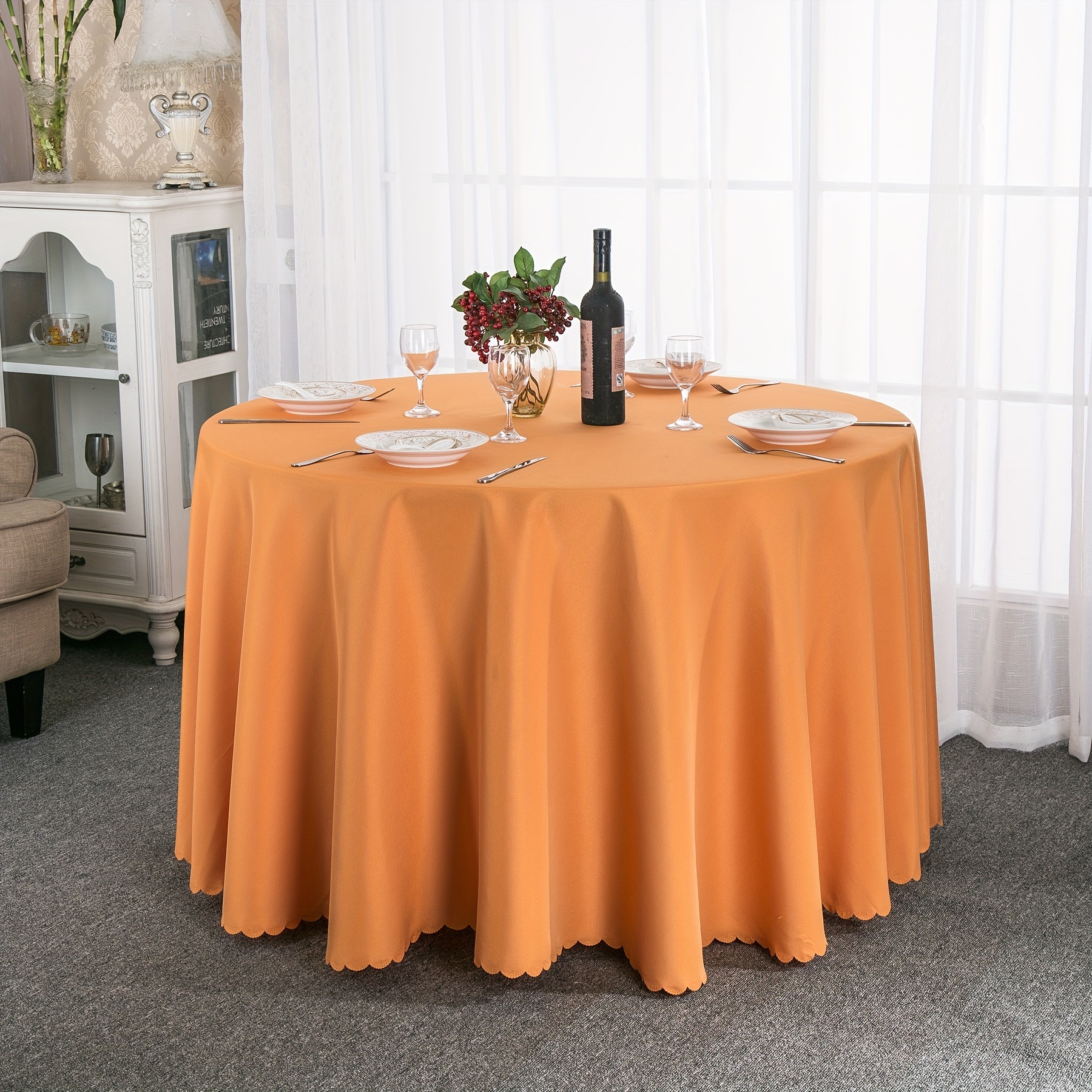 Plain Stain Resistant Tablecloth Washable Polyester Table Cover