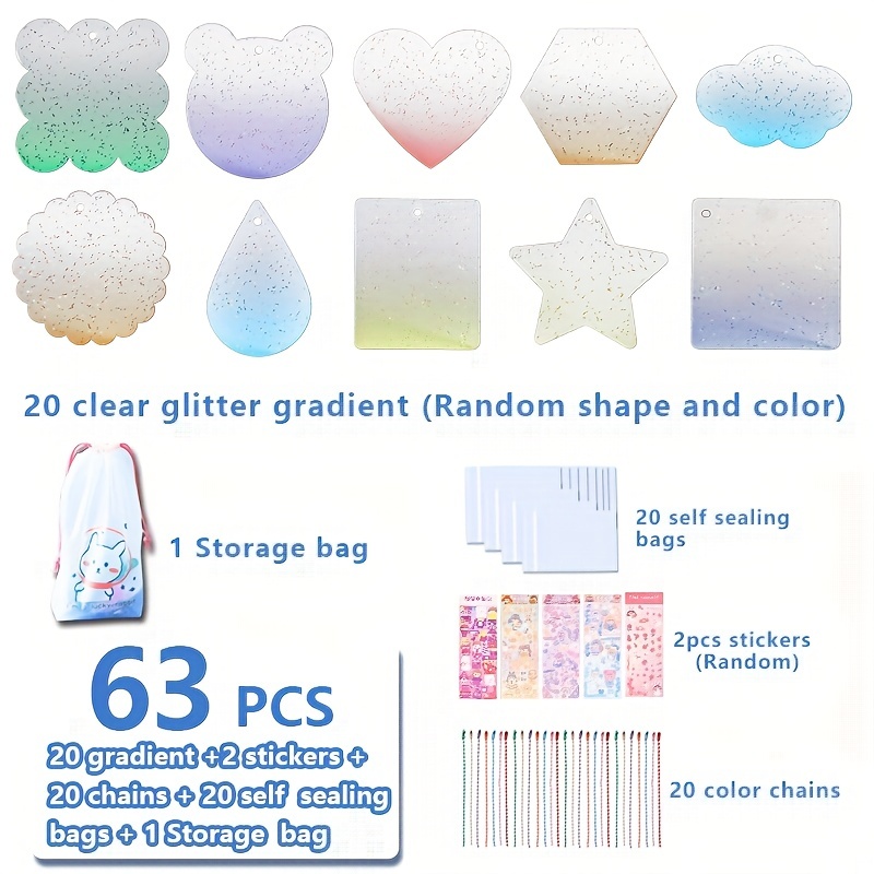  Tupalizy 20PCS Gradient Crystal Clear Acrylic Blanks Keychain  Circles Discs for Badge Reels Engraving Painting DIY Art Crafts Vinyl  Projects Holiday Hanging Christmas Ornaments, 5 Shapes, Random Color