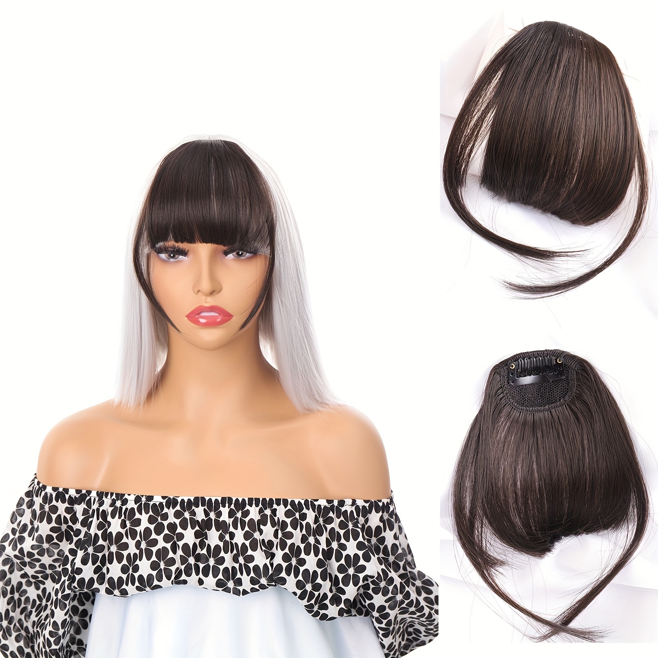 Clip In Straight Synthetic Hair Bangs With Sideburns Multi Colored