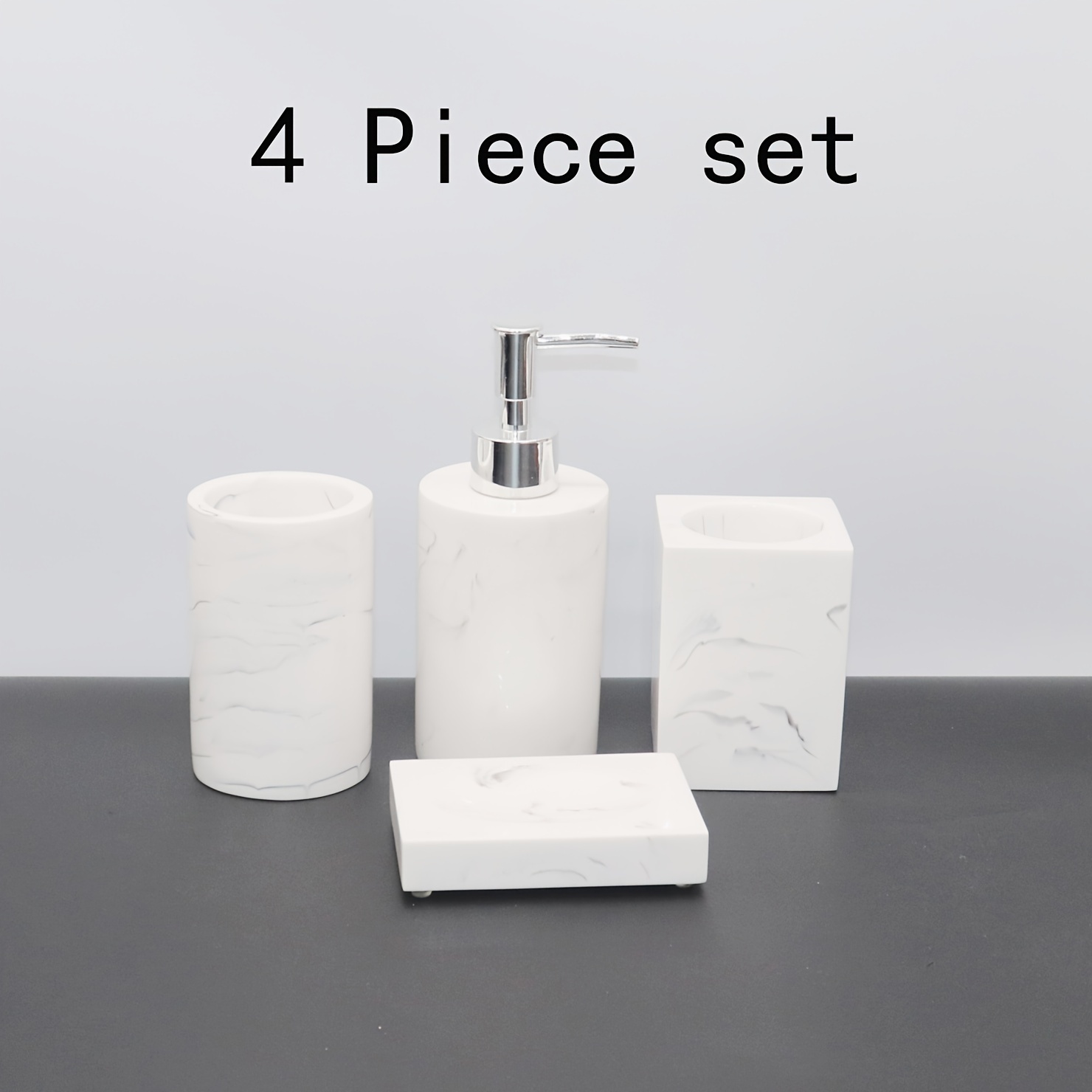 4pcs Bathroom Accessories Set, Toothbrush Holder, Soap Dispenser, Soap ...