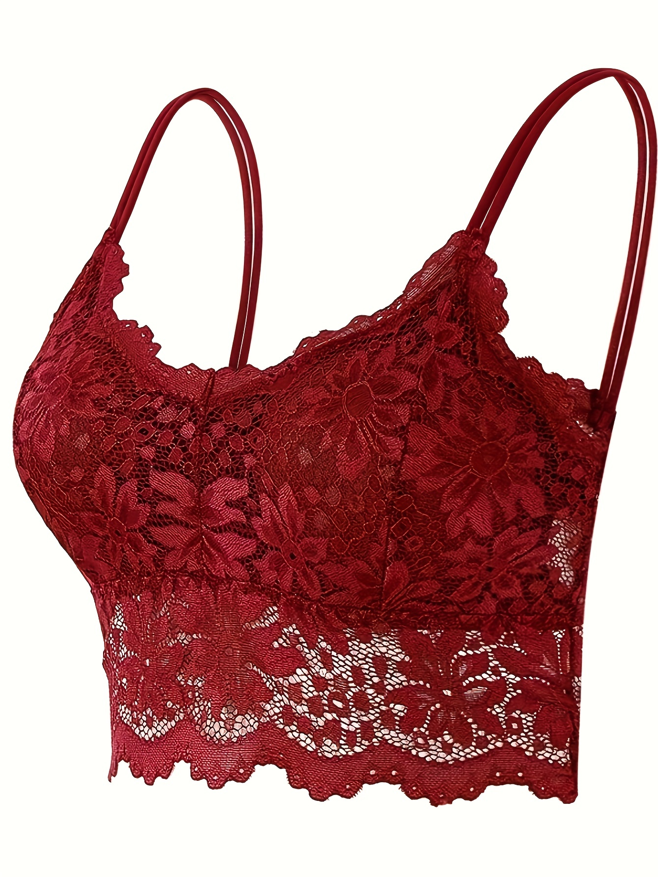 Red Lace Bralette, Womens Bra Tops