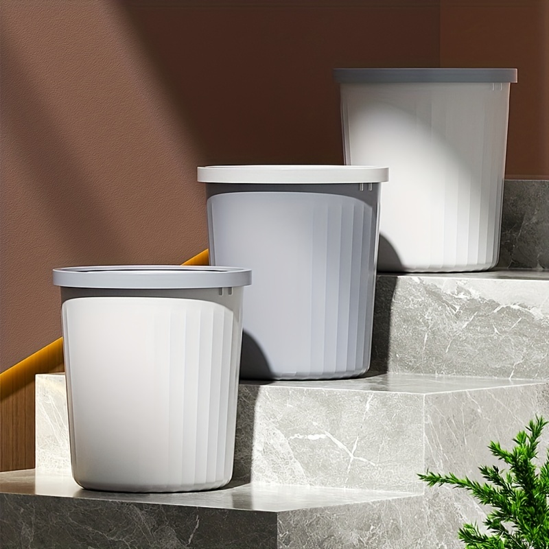 Plastic Lidless Trash Can, Medium Garbage Can With Pressure Ring, Kitchen  Bathroom Bedroom Living Room Dorm Office Toilet Garbage Can - Temu