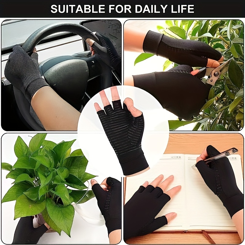 Copper Fiber Compression Gloves Fingerless Anti slip Gloves - Temu Canada
