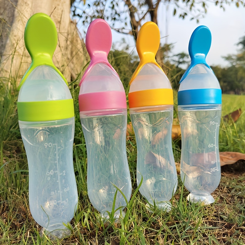 Silicone Feeding Bottle With Spoon Stand Multifunctional - Temu