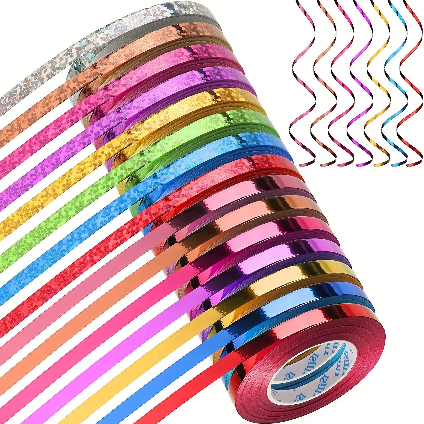 

18rolls, 11yards Curling Ribbon, Metallic Balloon String Roll Assorted Colors Wrapping Ribbons, For Crafts Bows Present Wrapping Florist Wedding Party Decoration