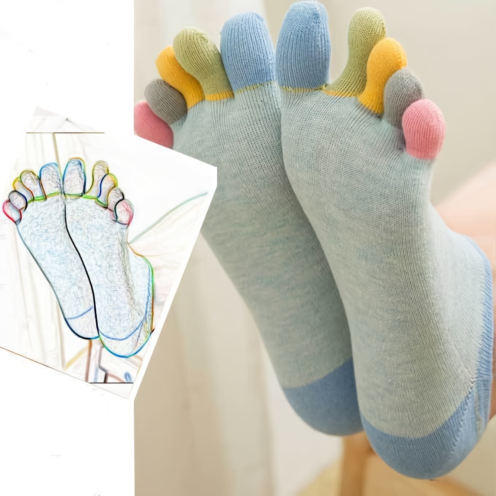 2 Pairs Women's Five Finger Socks Cotton Breathable Toe Socks - KK