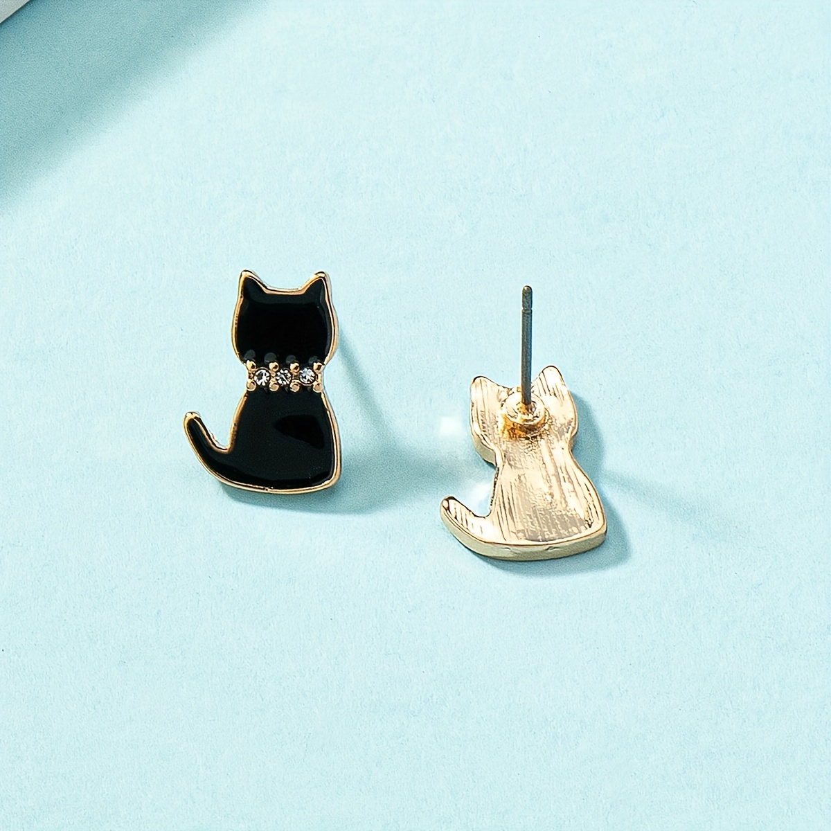 Metal Enamel Cat Ear Studs - Stylish and Versatile Jewelry