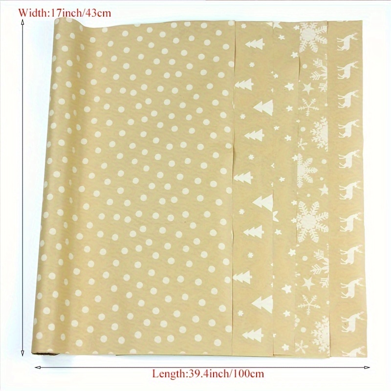 8pc Christmas wrapping paper with gift tag, kraft wrapping paper 5  different designs, Christmas gift box