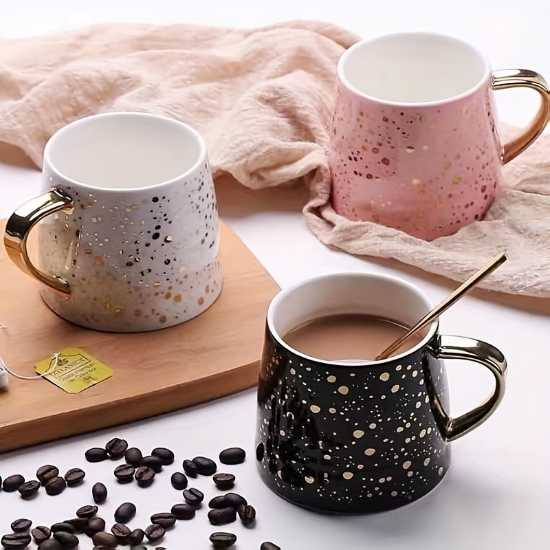 Taza de café de cerámica, elegantes tazas de té con tapa y cuchara