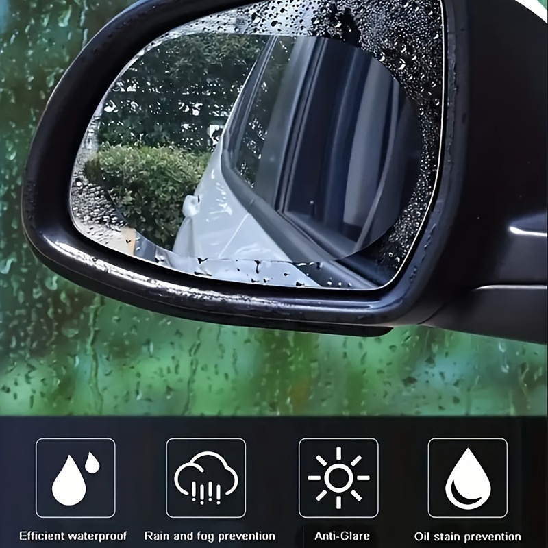 4× Car Anti-glare Rainproof Anti Fog Rearview Mirror Trim Film