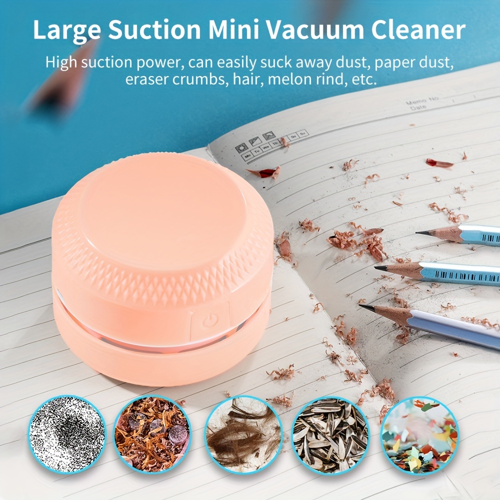 Mini Desktop Vacuum Cleaner And AA Batteries(NOT Including) Powered  Keyboard Cleaner Crumbs Confetti Dust Hair For Home School Office 2 Colors